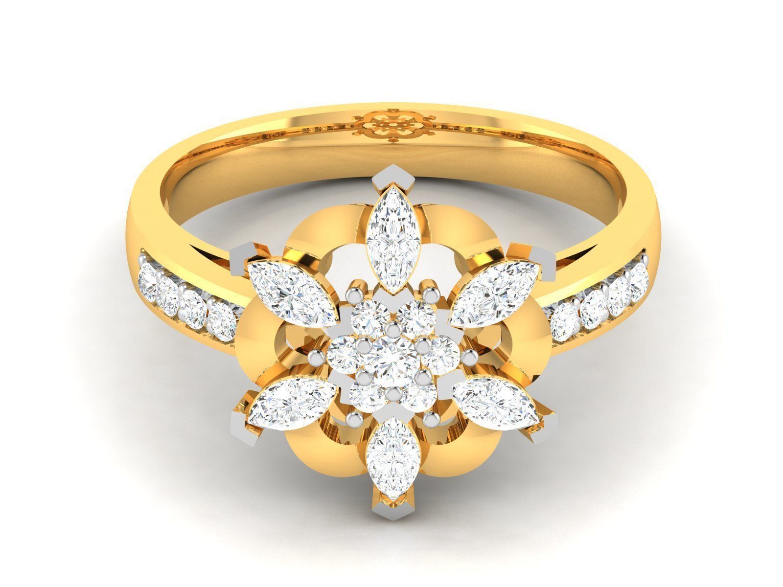 Women flower  solitaire ring 3dm stl render detail  3D print model_6
