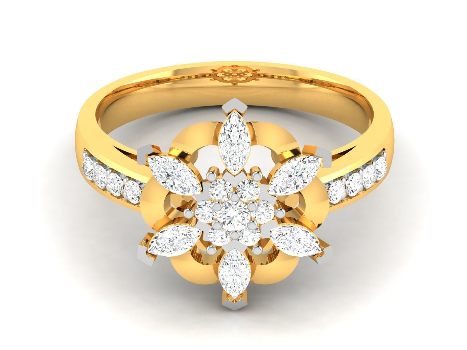 Women flower  solitaire ring 3dm stl render detail  3D print model_7