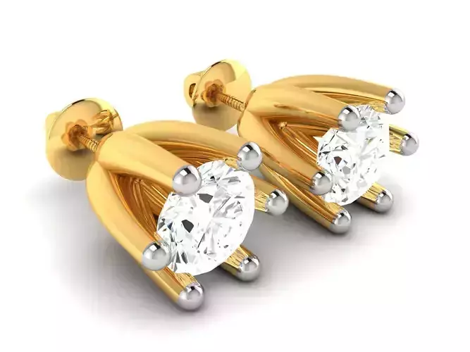 Women solitaire earrings 3dm stl render detail 3D print model