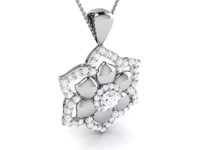 Solitaire flower  pendant 3dm stl render detail 3D print model 3D print model