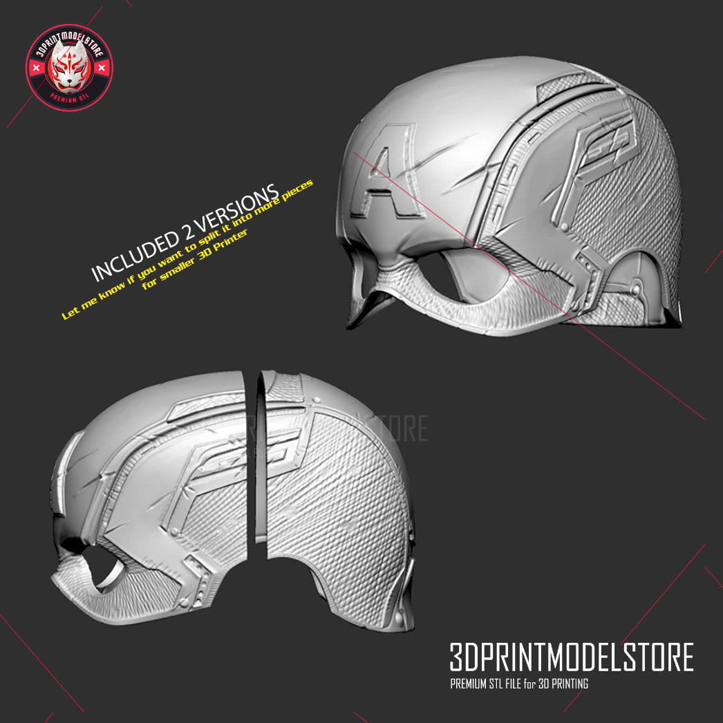 Captain America Helmet - Avengers Endgame - Cosplay Mask 3D print model_5
