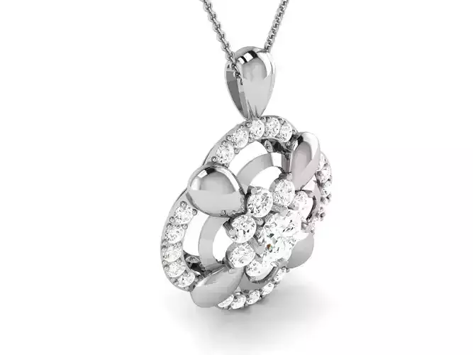 Solitaire flower solitaire pendant 3dm stl render detail  3D print model
