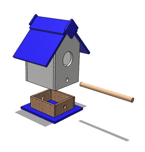 Bird box with secret compartment flat pack plans 3D model_1
