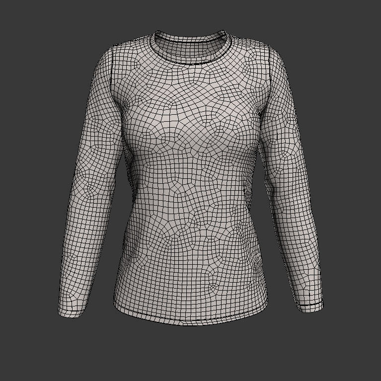 Men and Women Round Neck T-shirt 3D model 3D model_8