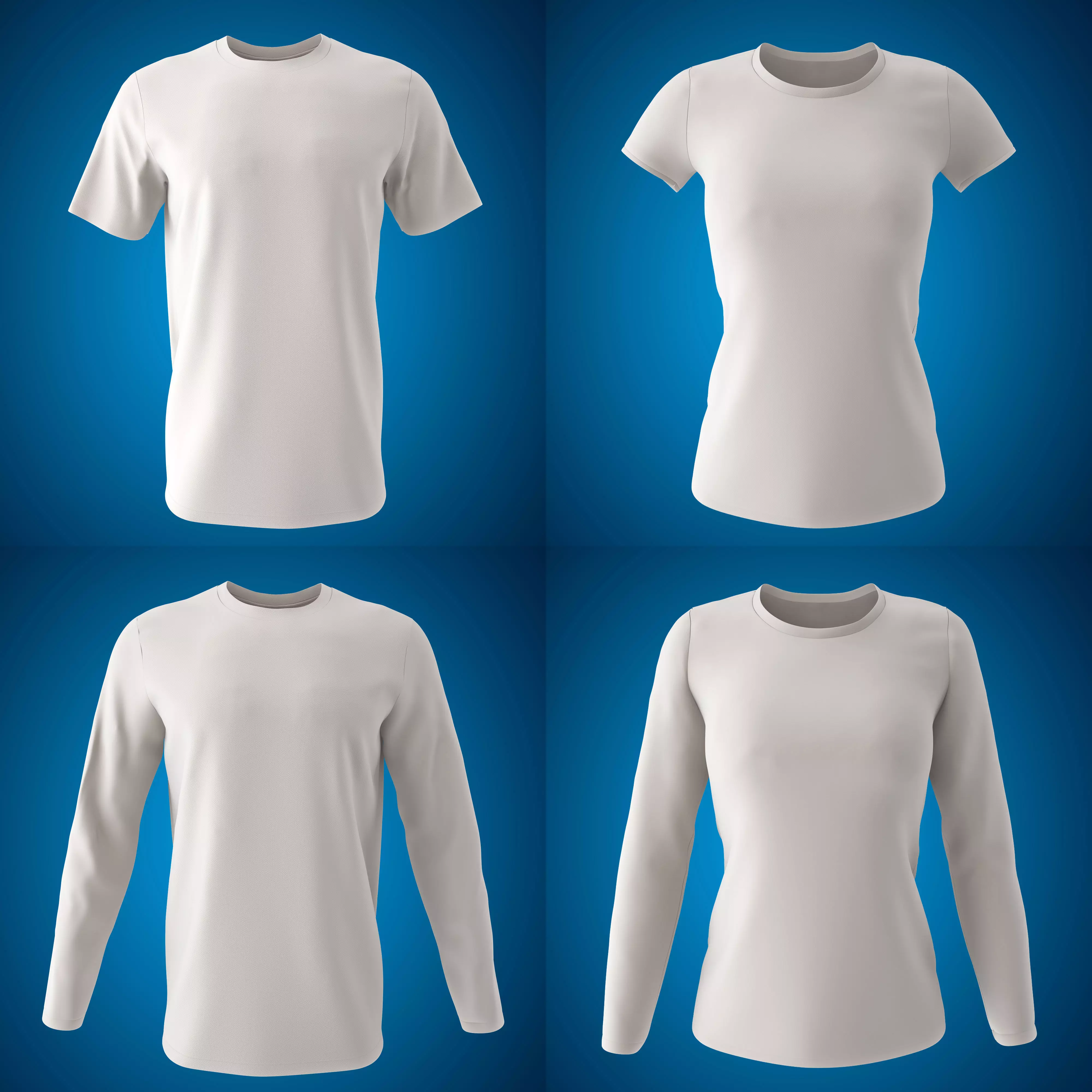 Men and Women Round Neck T-shirt 3D model 3D model_0