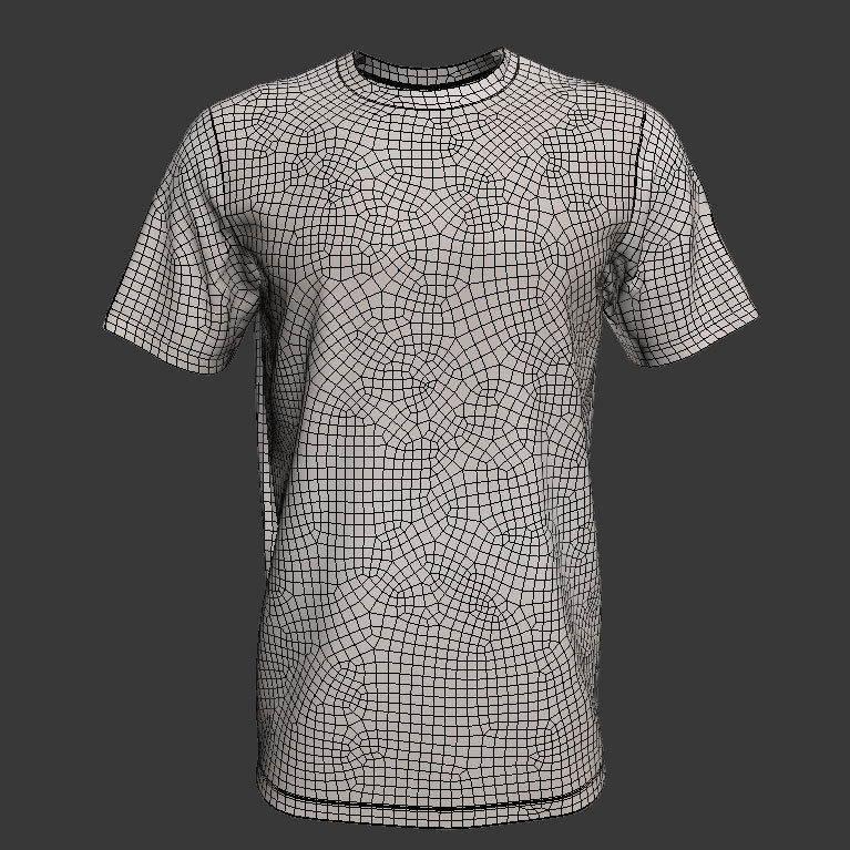 Men and Women Round Neck T-shirt 3D model 3D model_5