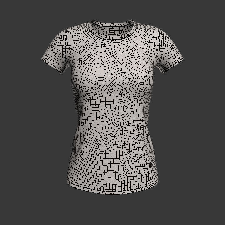 Men and Women Round Neck T-shirt 3D model 3D model_11