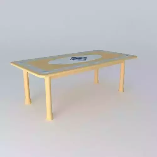 Dinning Table Birch (light wood grain) with Marble Inlay