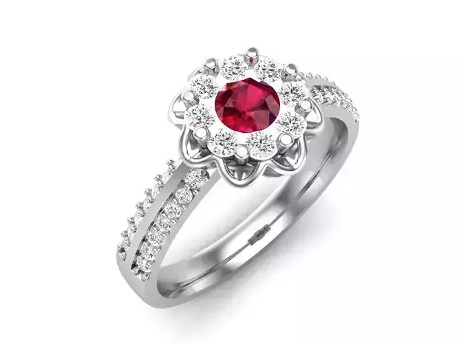 Women flower  solitaire ring 3dm stl render detail 