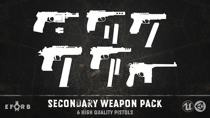Secondary weapon pack Low-poly 3D model