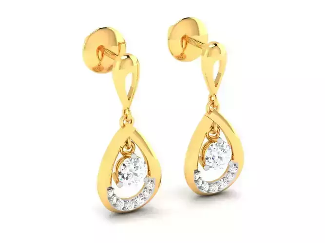 Women solitaire earrings 3dm stl render detail 