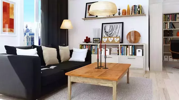 Photorealistic 3d interior living room