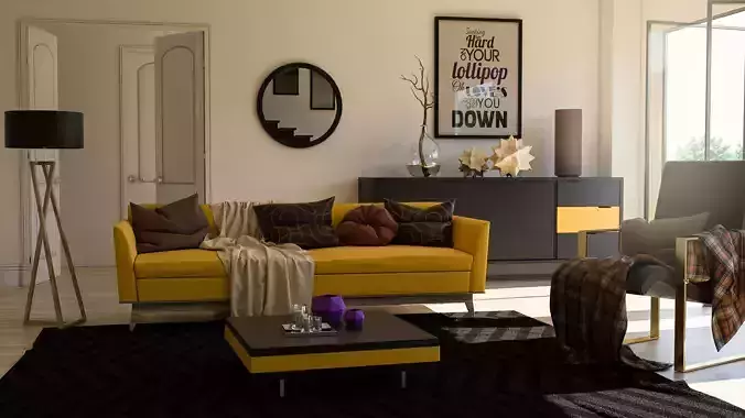 Photorealistic 3d interior living room