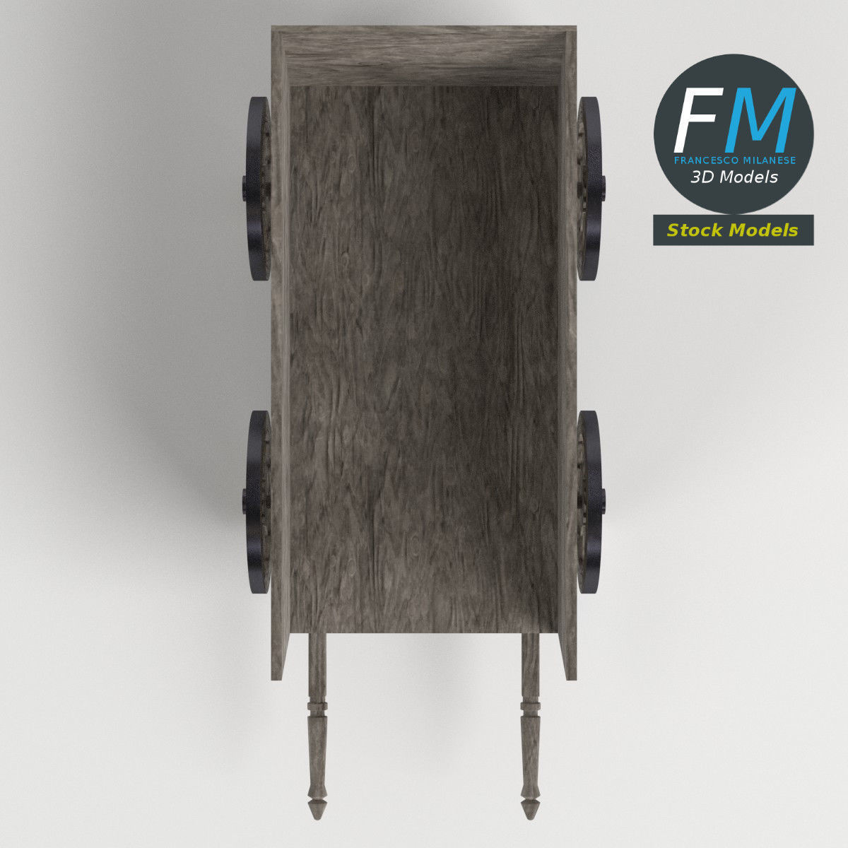 Wooden wagon 3D model_6