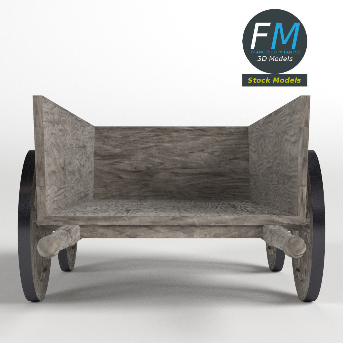 Wooden wagon 3D model_3