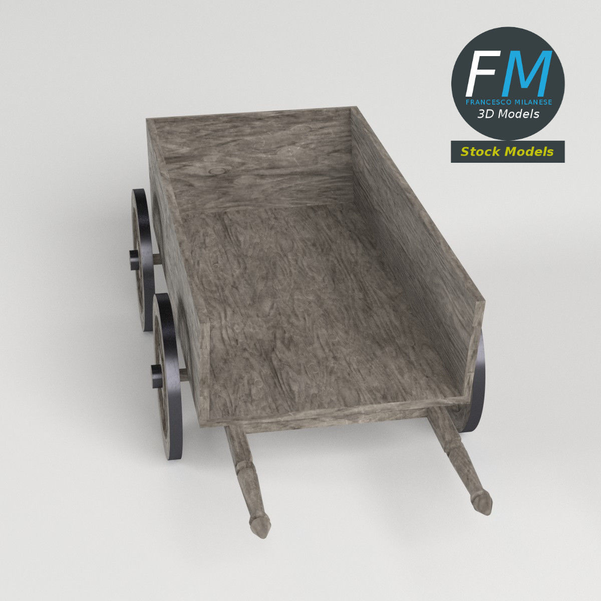 Wooden wagon 3D model_2