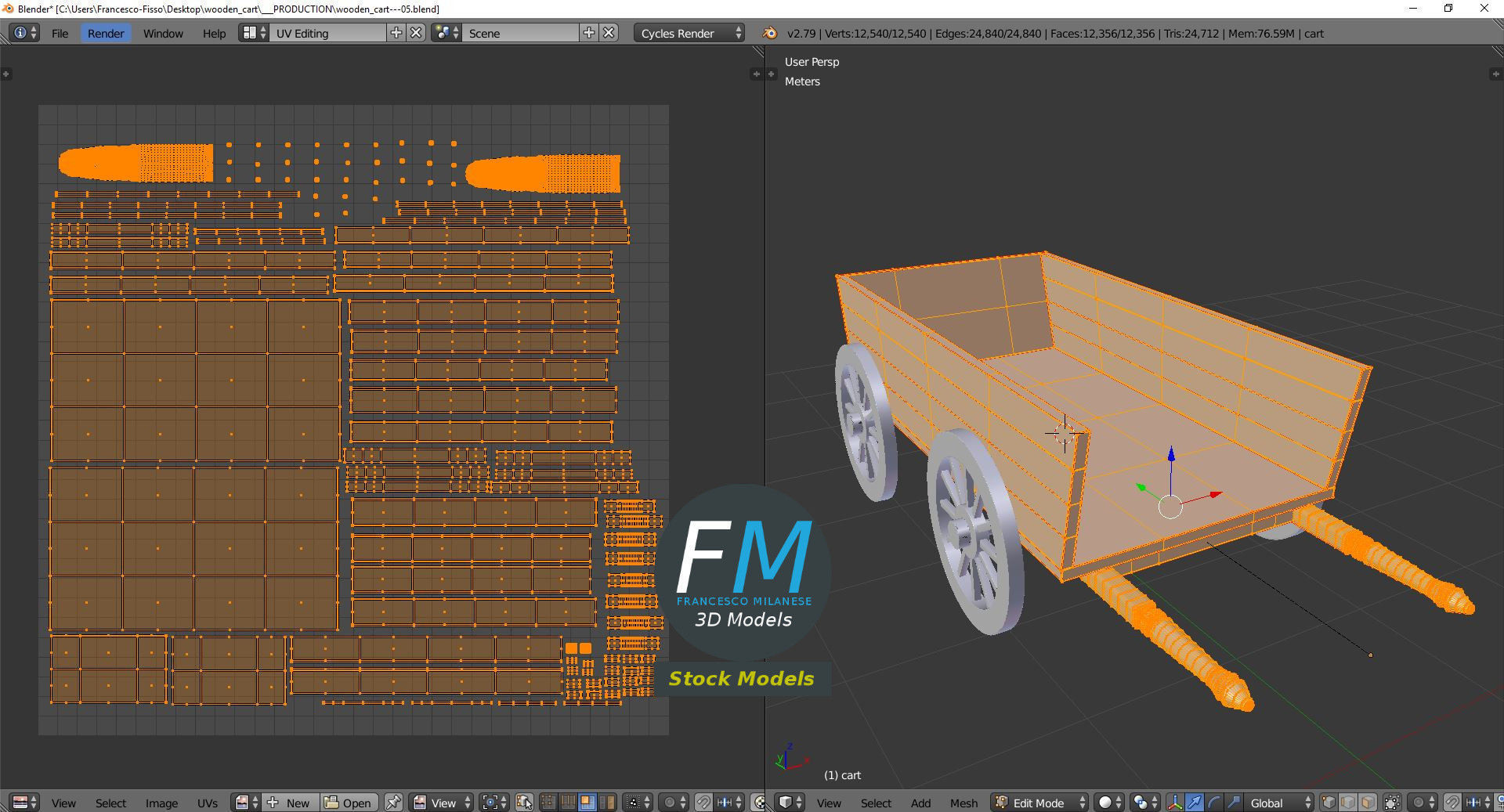 Wooden wagon 3D model_10