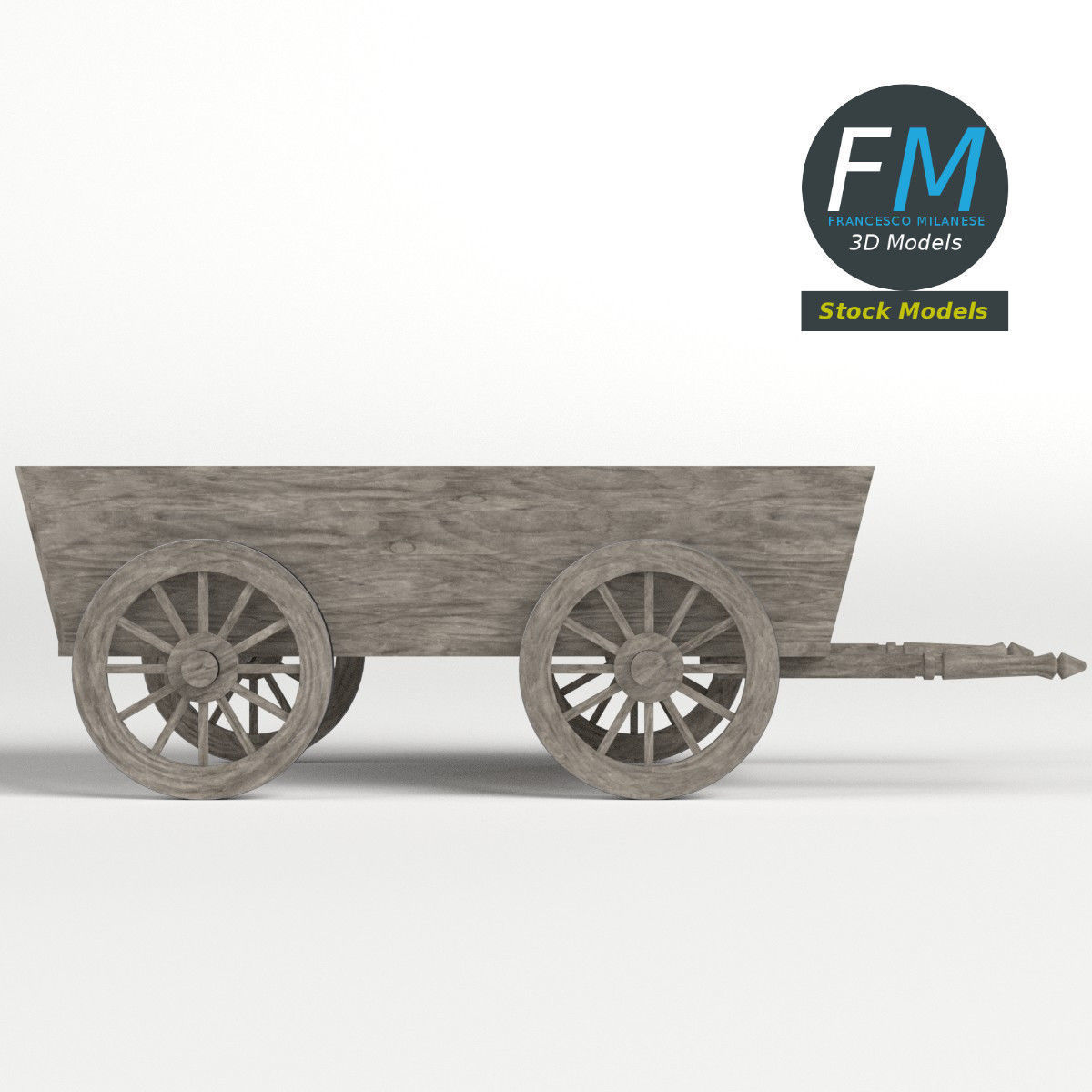 Wooden wagon 3D model_4