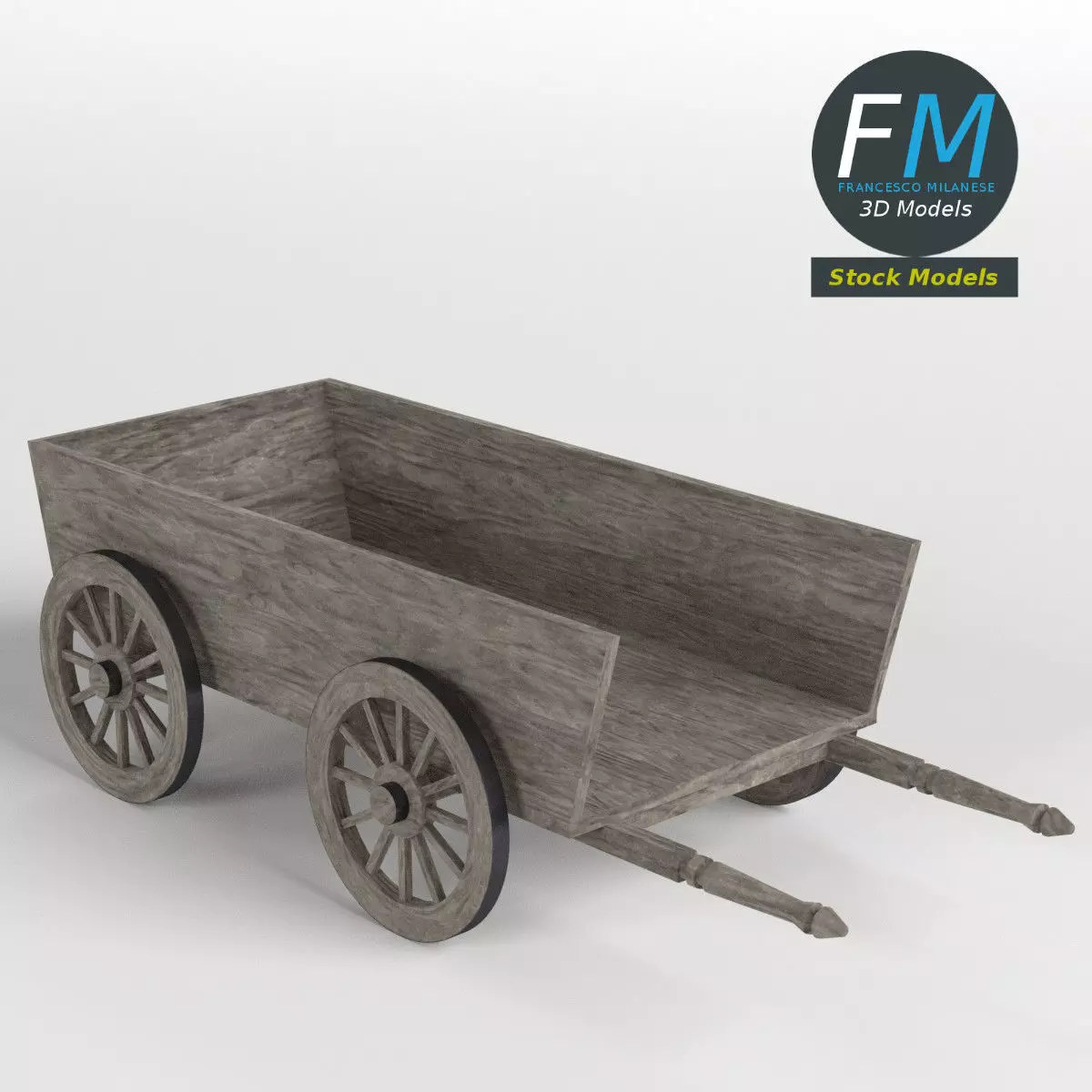 Wooden wagon 3D model_0