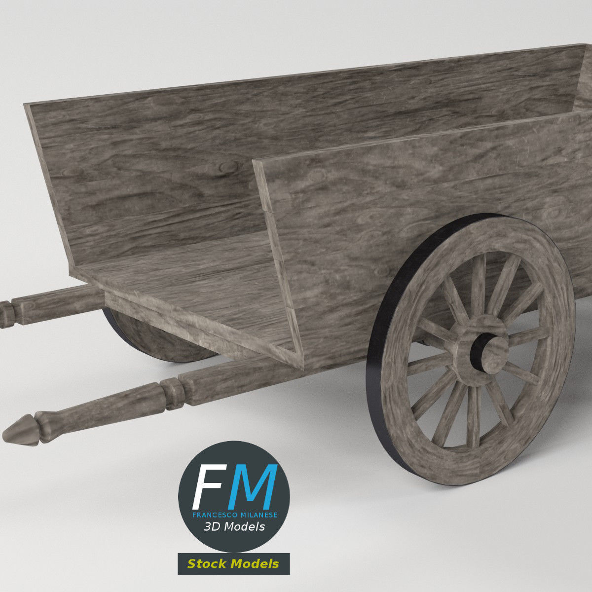 Wooden wagon 3D model_5