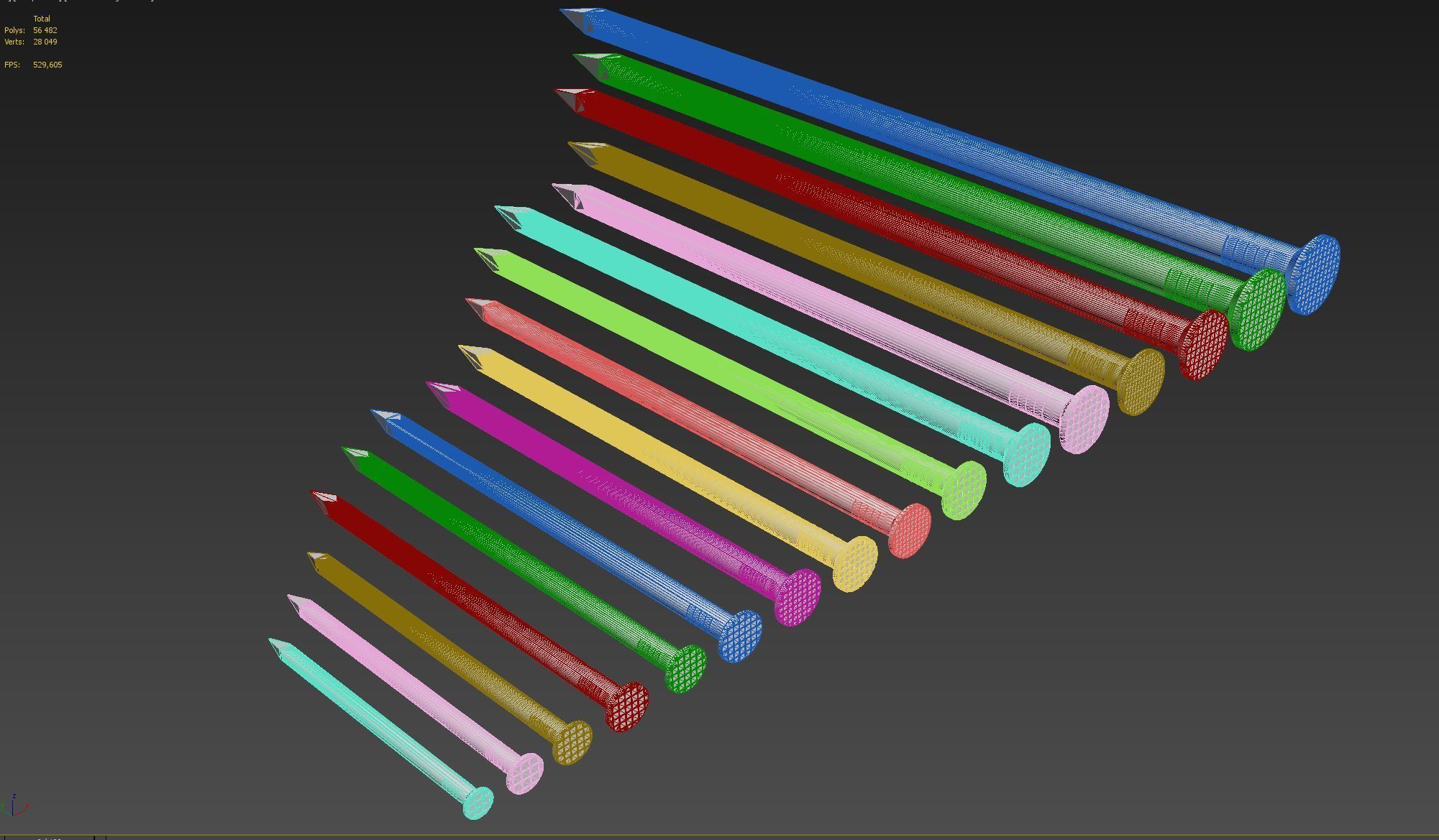 Round nails DIN 1151 3D model_7
