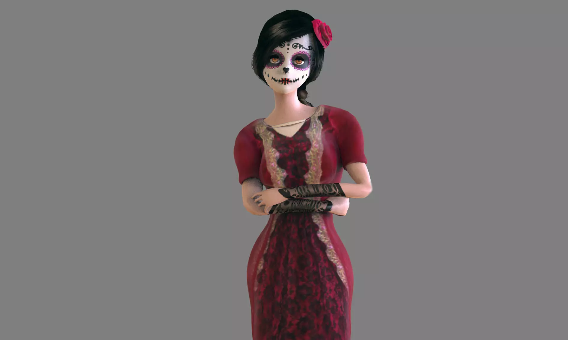 Catrina Cartoon Low-poly 3D model