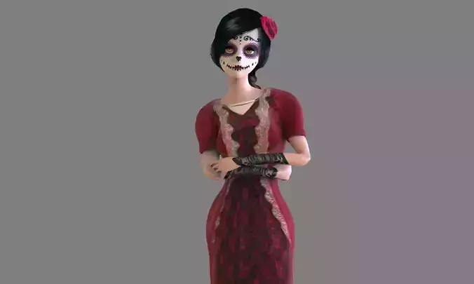 Catrina Cartoon Low-poly 3D model