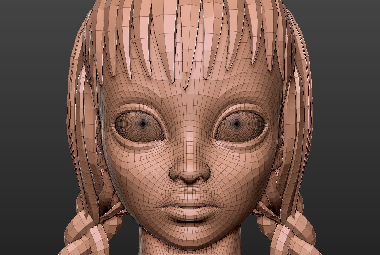 Anime Girl Cute Cindy winked Low-poly 3D model_12