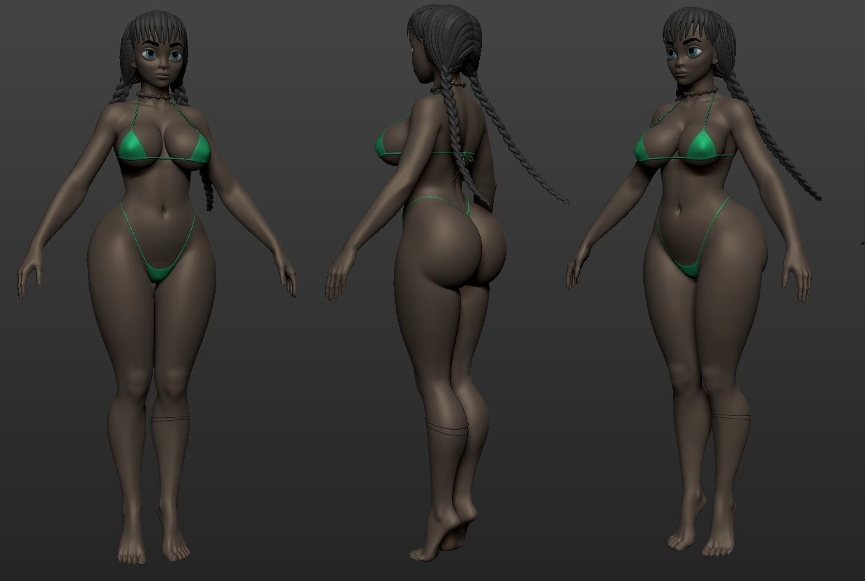 Anime Girl Cute Cindy winked Low-poly 3D model_10