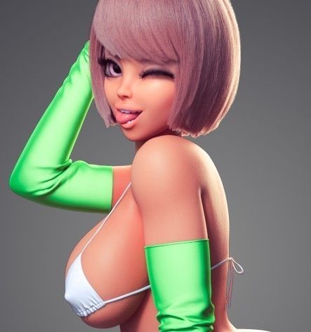 Anime Girl Cute Cindy winked Low-poly 3D model_6