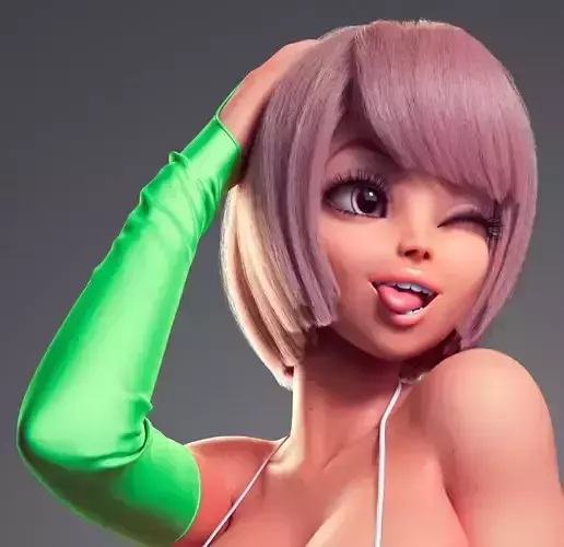 Anime Girl Cute Cindy winked Low-poly 3D model