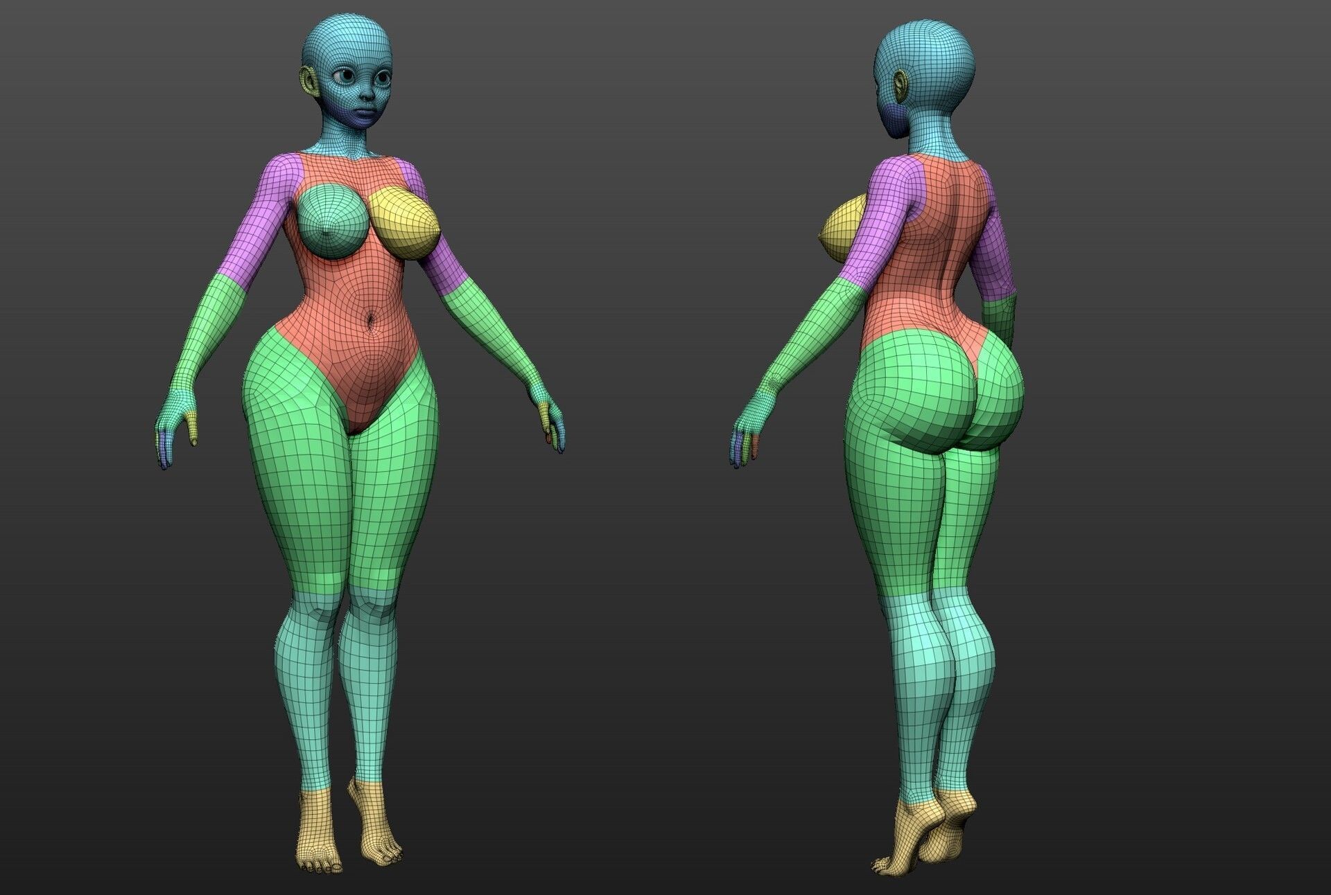 Anime Girl Cute Cindy winked Low-poly 3D model_2