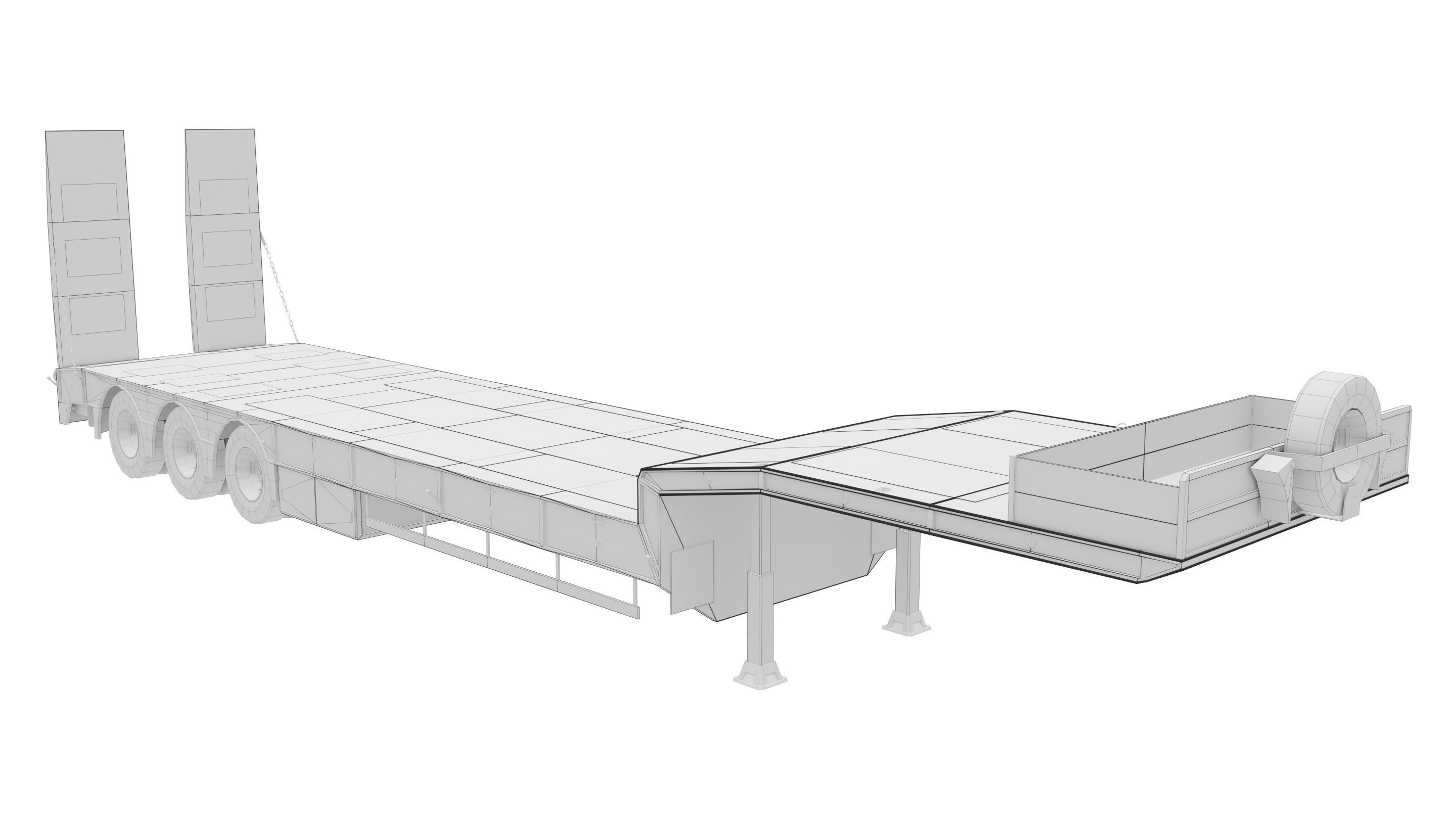 Platform Trailer Low-poly 3D model_1