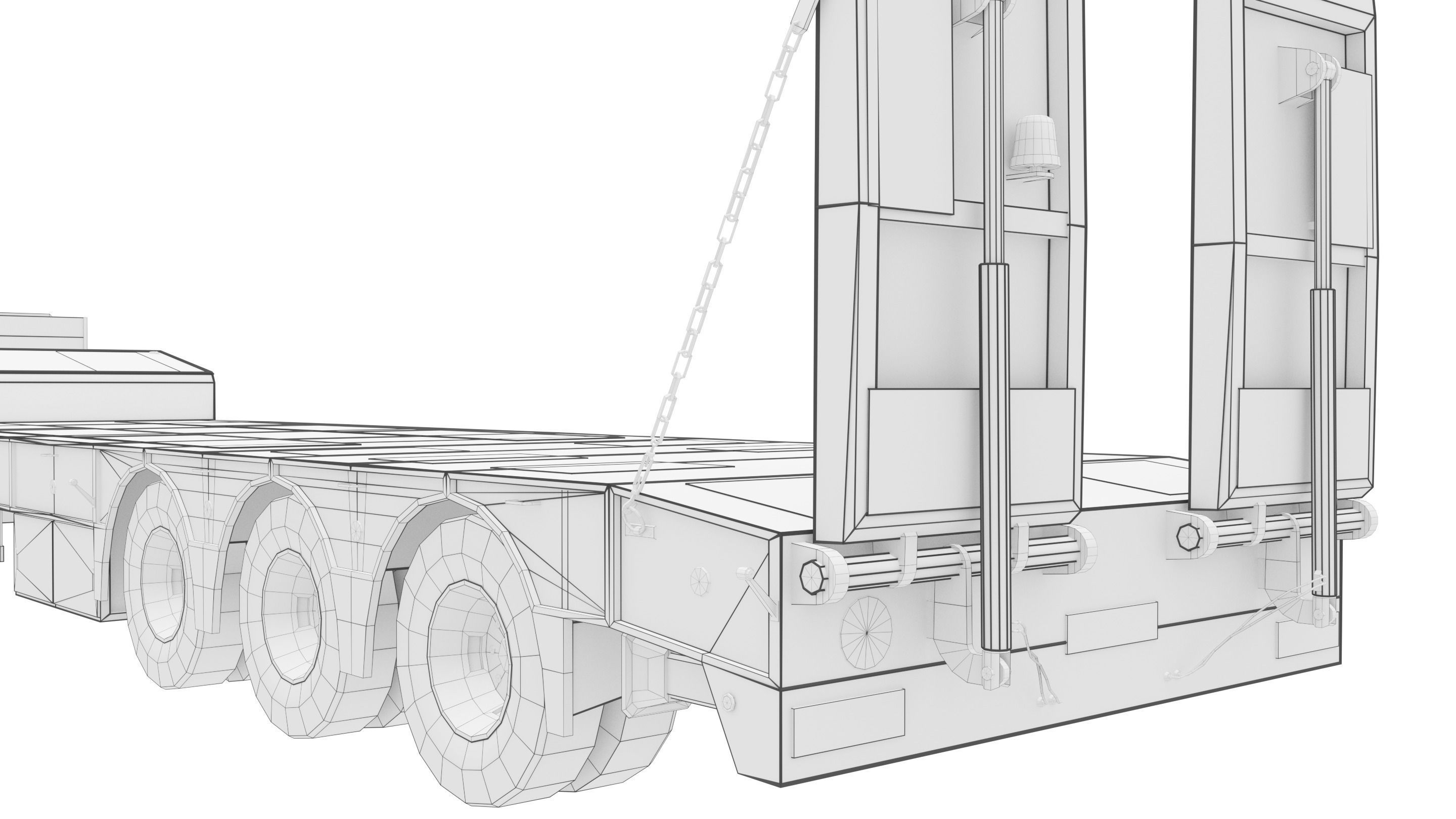 Platform Trailer Low-poly 3D model_3