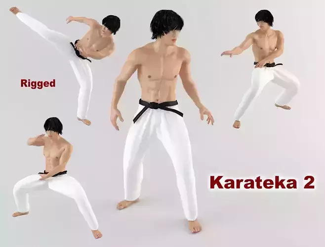 Karateka 2 man in karate uniform 3D model