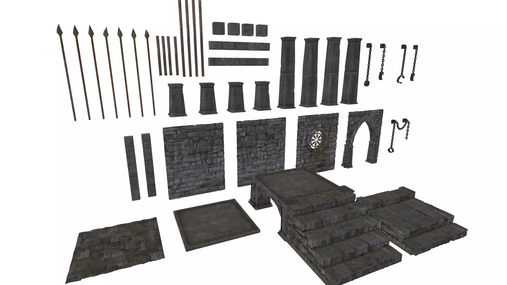 Low Poly Abandoned Temple With PBR Materials Low-poly 3D model