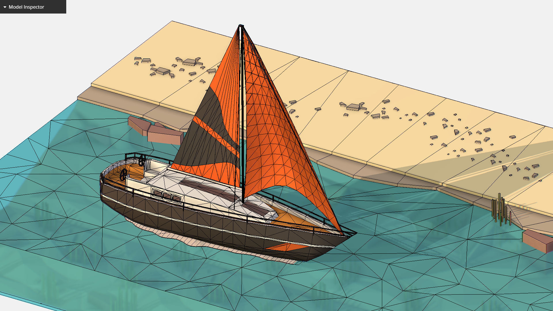Black Yacht Scene Motor Boat Black Low-poly 3D model_10