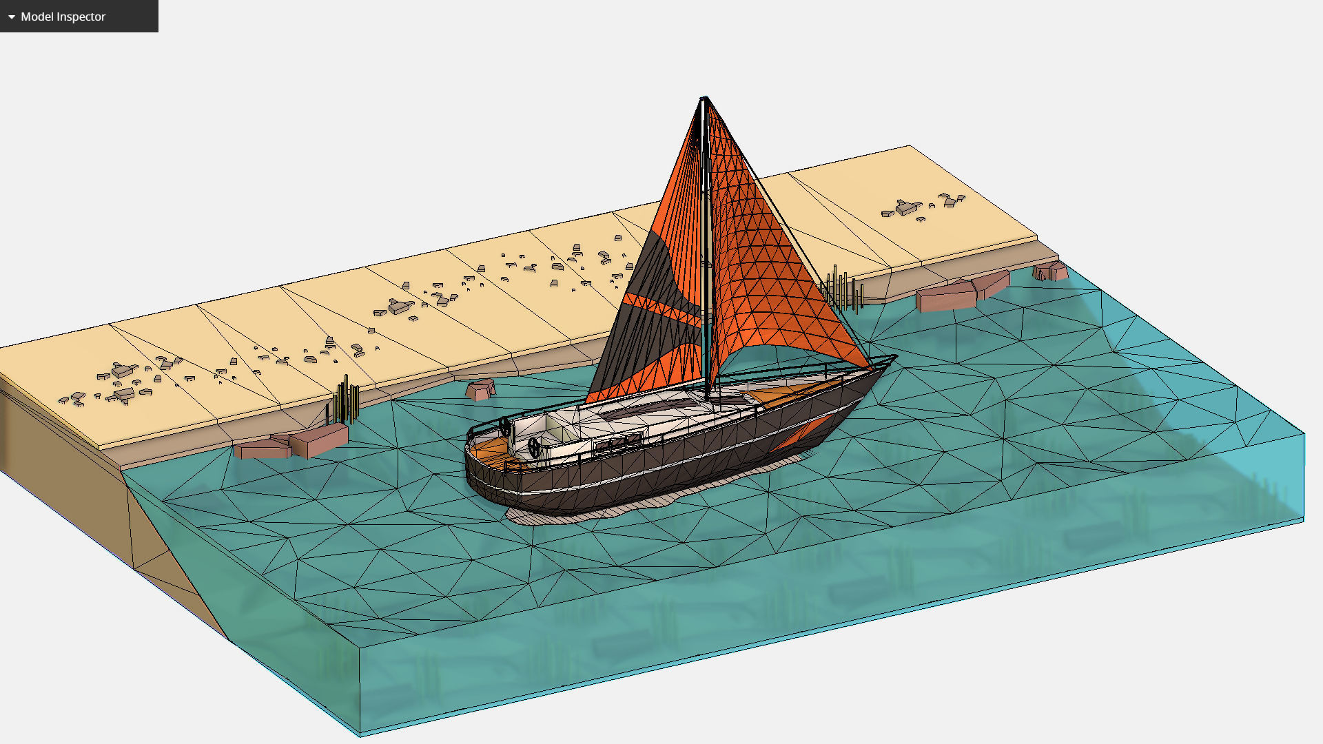 Black Yacht Scene Motor Boat Black Low-poly 3D model_13