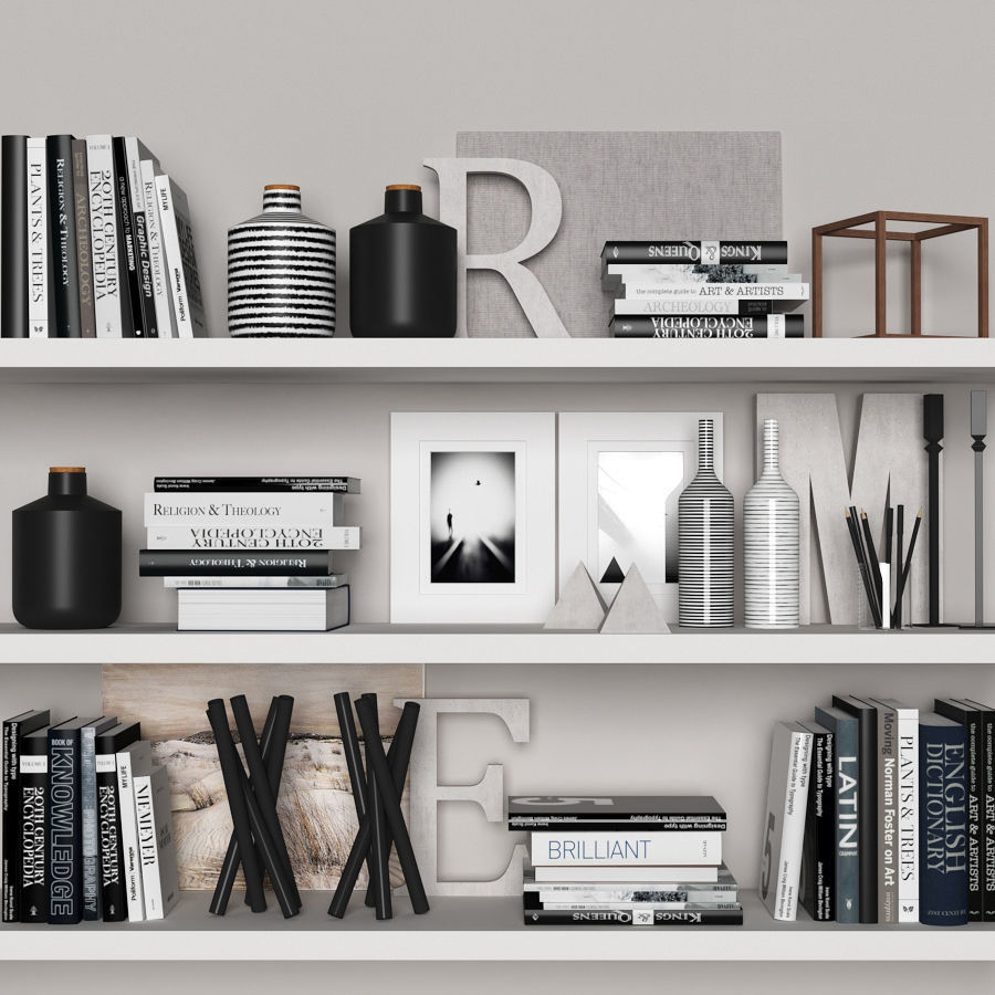 Decorative set with books and vases 3D model | CGTrader
