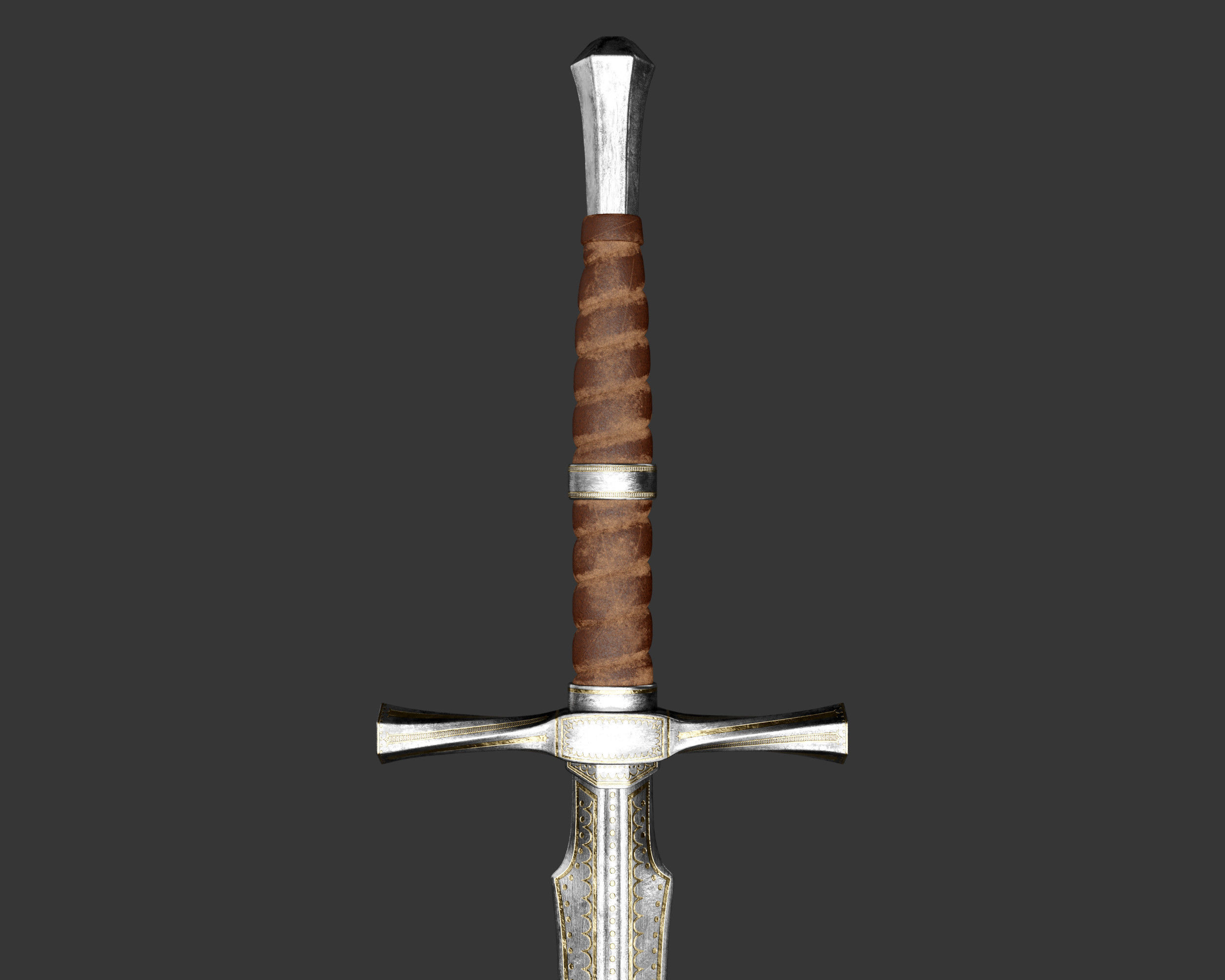 Medieval Noble Weapon Long Sword Low-poly 3D model_12