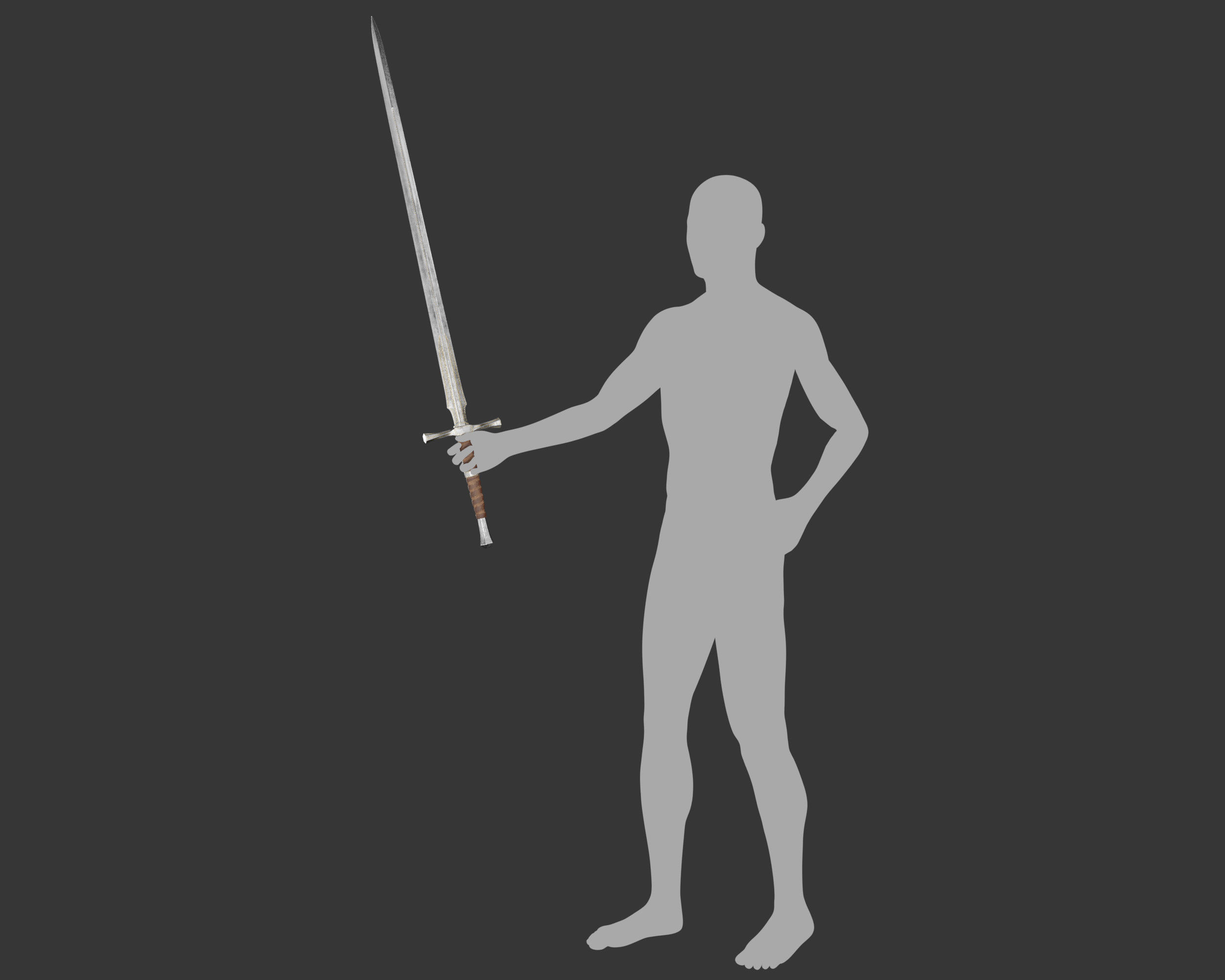 Medieval Noble Weapon Long Sword Low-poly 3D model_15