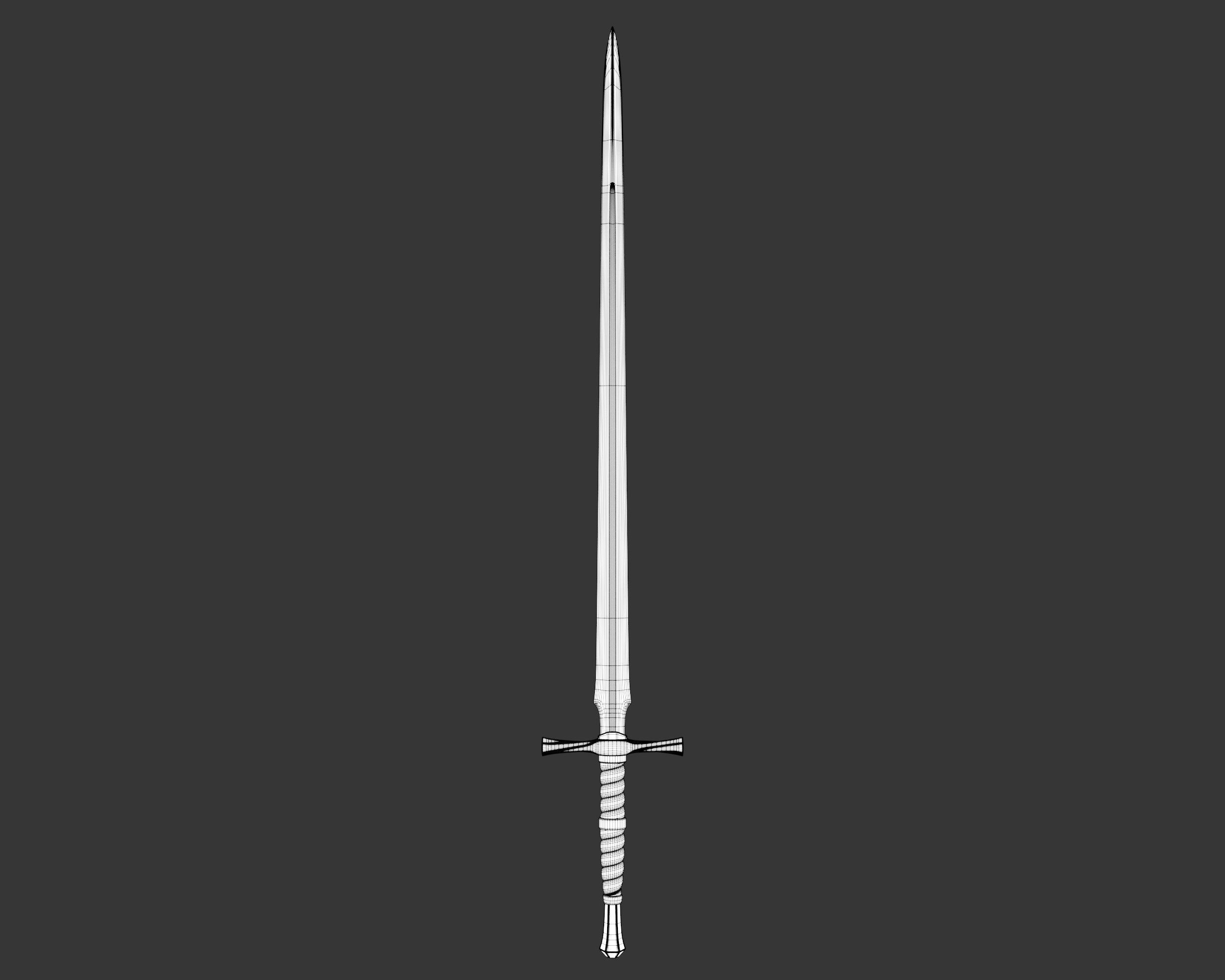Medieval Noble Weapon Long Sword Low-poly 3D model_5