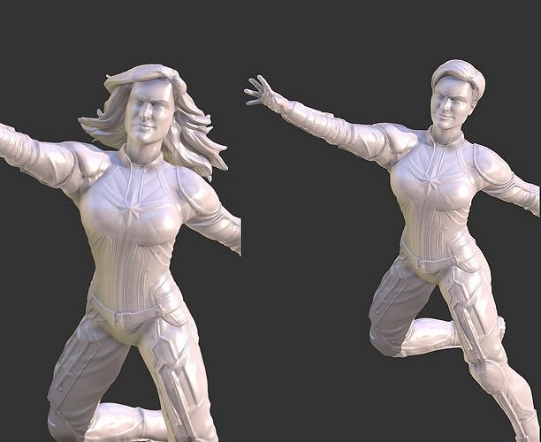 CAPTAIN MARVEL ENDGAME INSPIRITED FIGURE WITH 2 HEADS MODELS 3D print model