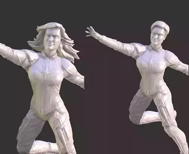 CAPTAIN MARVEL ENDGAME INSPIRITED FIGURE WITH 2 HEADS MODELS