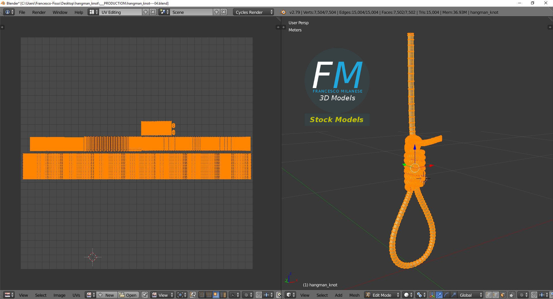Hangman knot 3D model_10