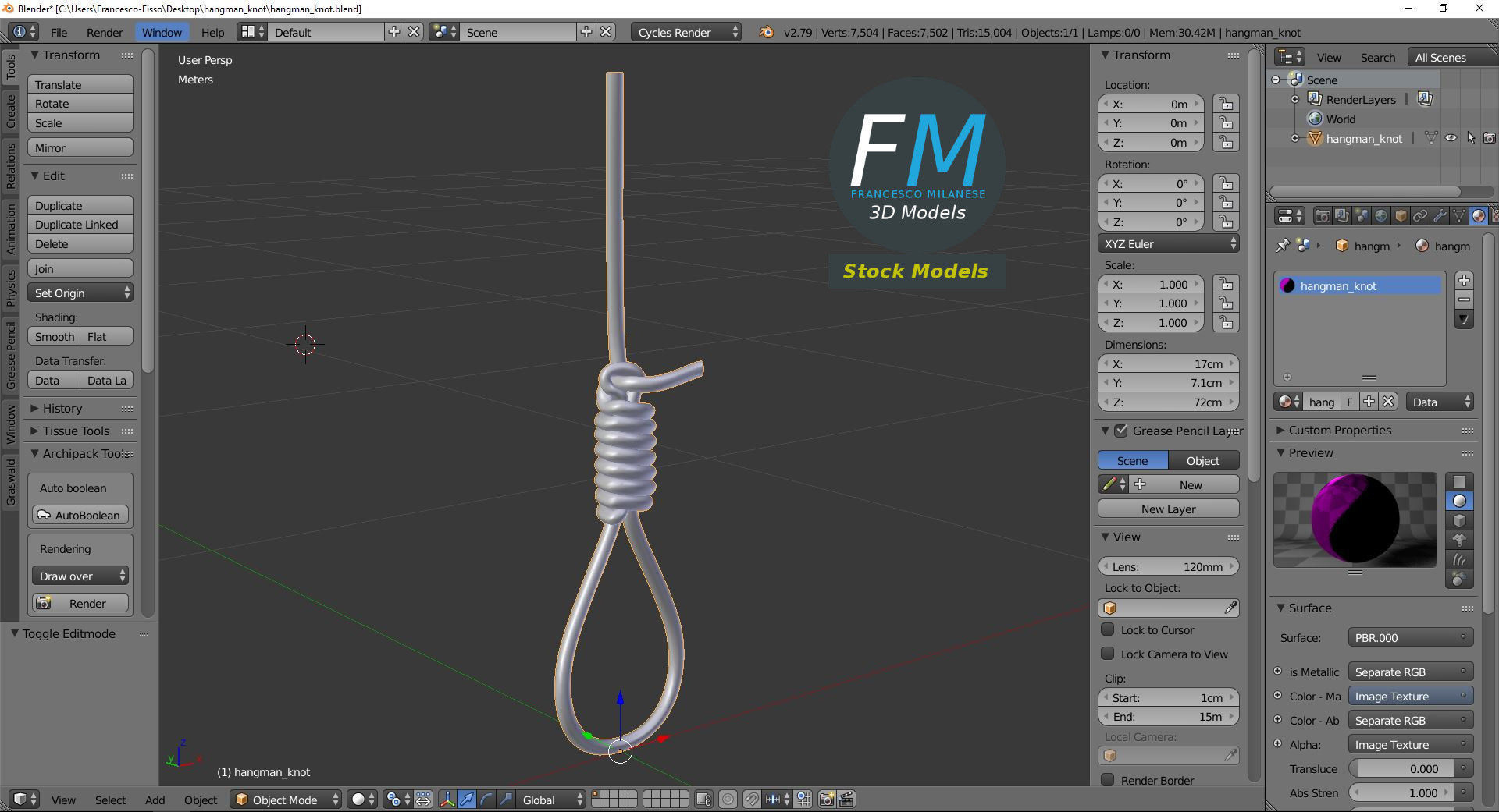Hangman knot 3D model_9