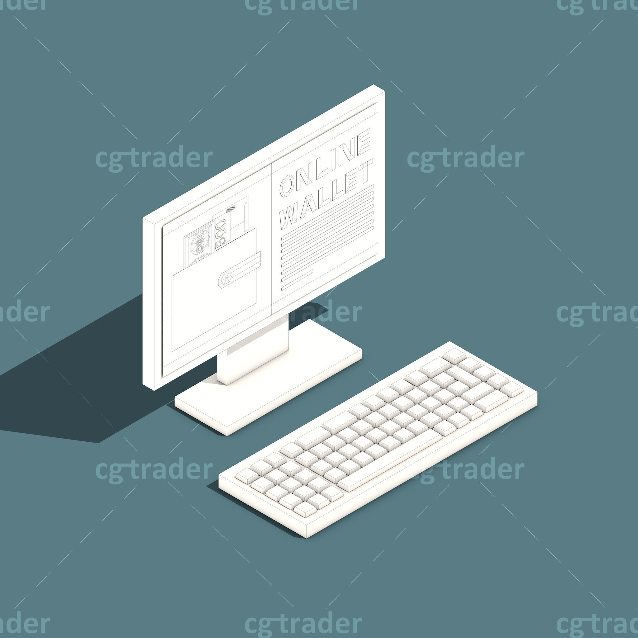 Low Poly Payment Methods Isometric Low-poly 3D model_7