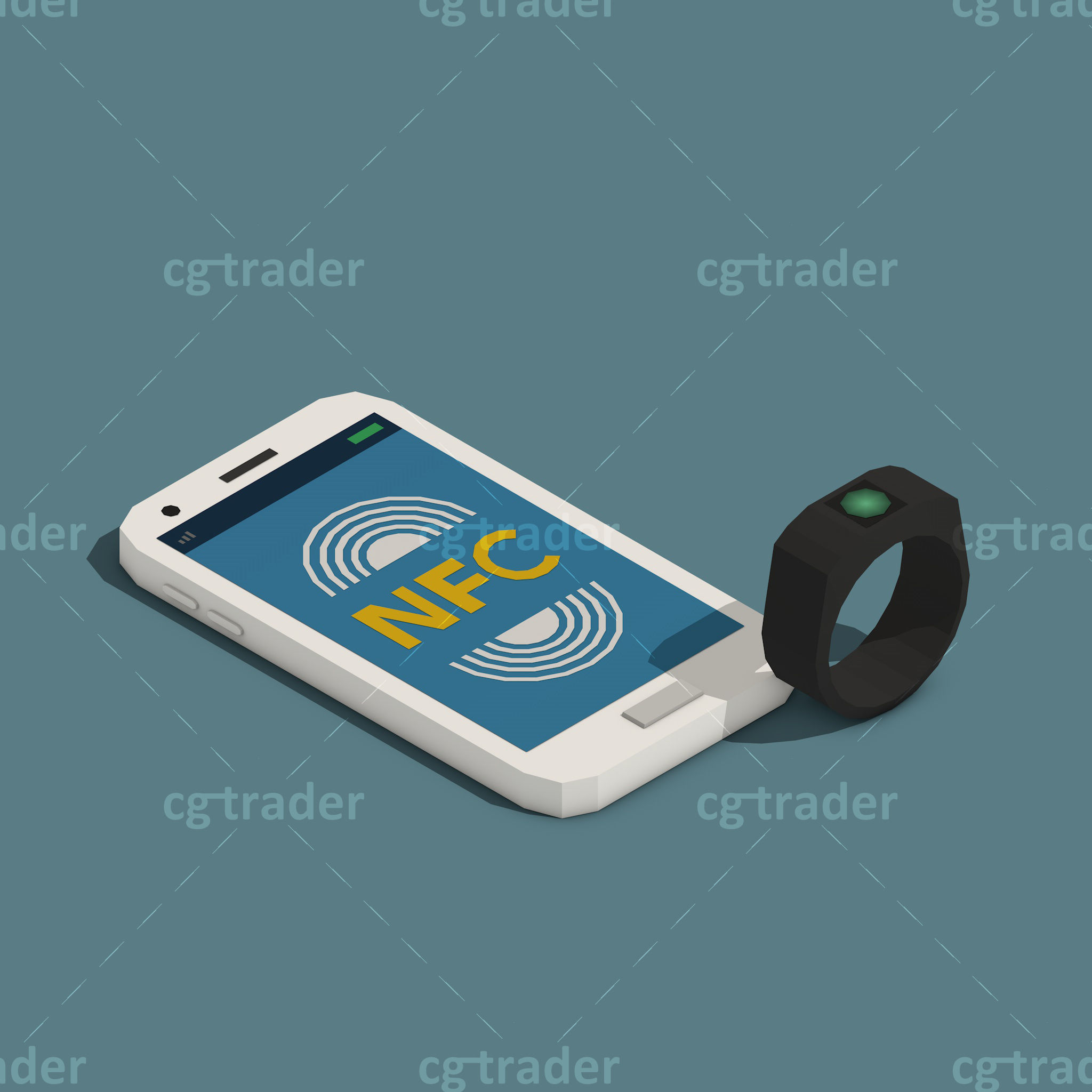 Low Poly Payment Methods Isometric Low-poly 3D model_10