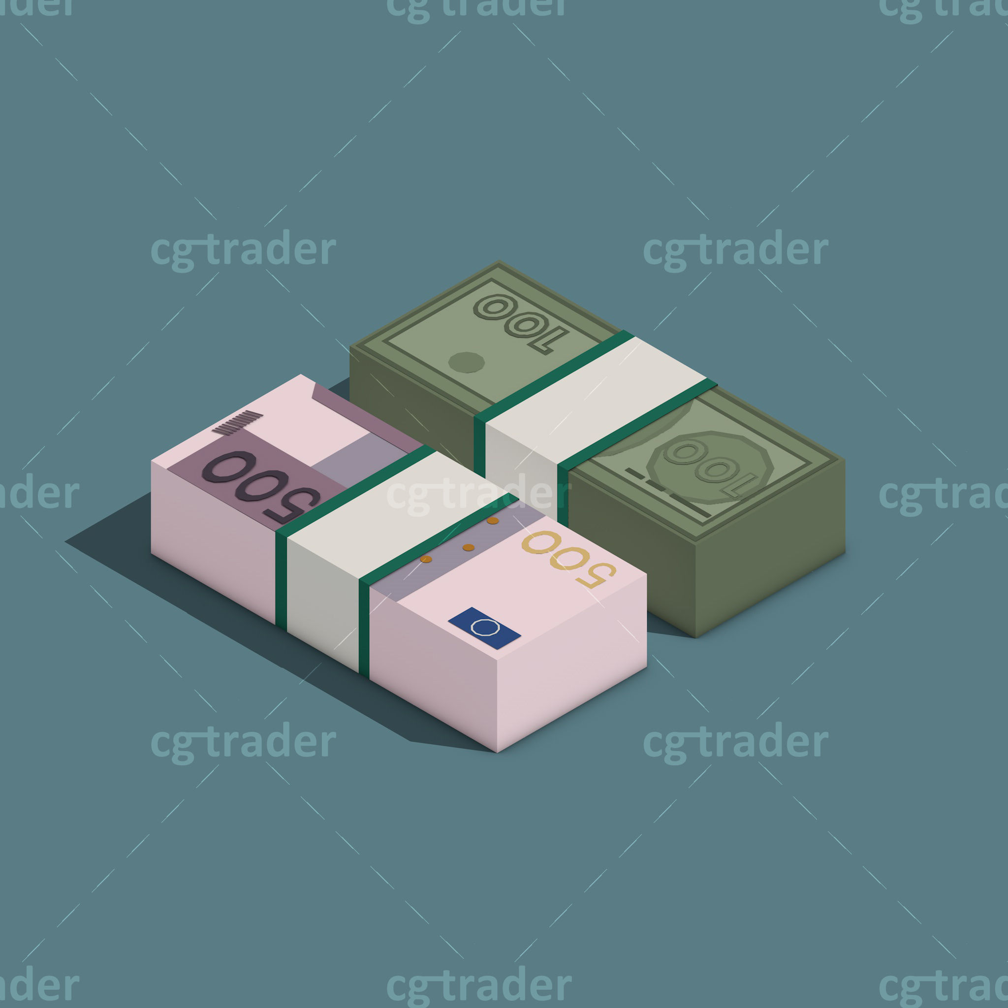 Low Poly Payment Methods Isometric Low-poly 3D model_16