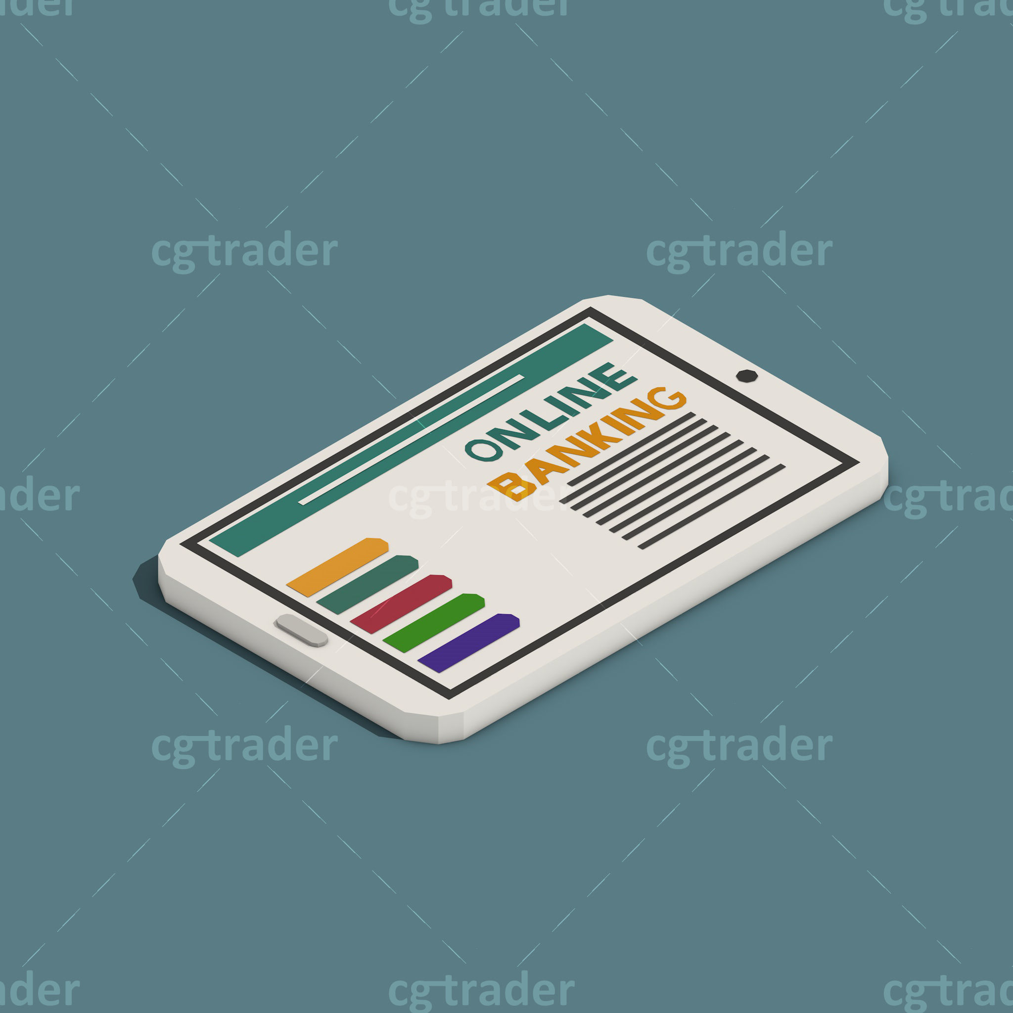 Low Poly Payment Methods Isometric Low-poly 3D model_12